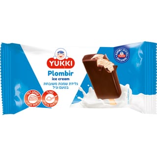 גלידת שמנת משובחת בטעם וניל בציפוי 65גר YUKKI