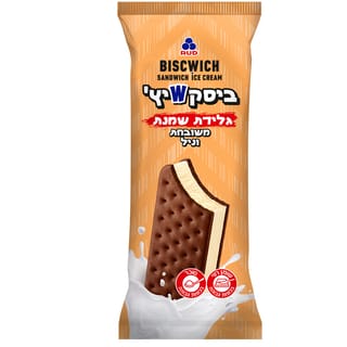 גלידת שמנת בטעם וניל סנדוויץ' BISCWICH