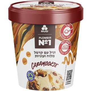 גלידת שמנת משובחת CARAMOOKIE וניל קרמל מלוח עוגיות פיינט 330גרם