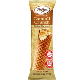 גלידת שמנת משובחת CANNOLI CRUNCH קרמל בגליל וופל 60ג