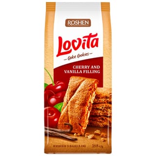 עוגיות עם מילוי דובדבן וניל 168 גר LOVITA