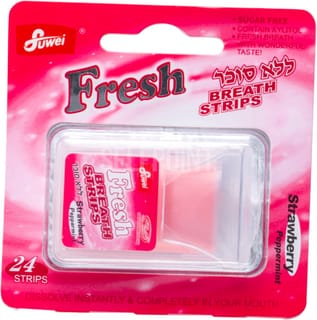 FRESH ממתק דפים לרענון הפה בטעם מנטה תות ללא סוכר 24 יח'