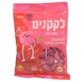 לקקן סוכריה תות על מקל 20 יח'
