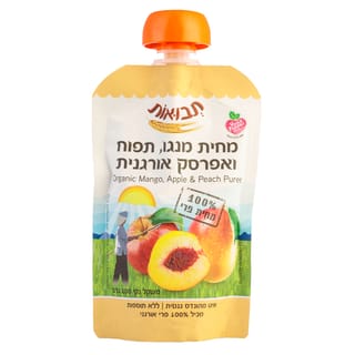 מחית מנגו תפוח אפרסק אורגני 100 גרם