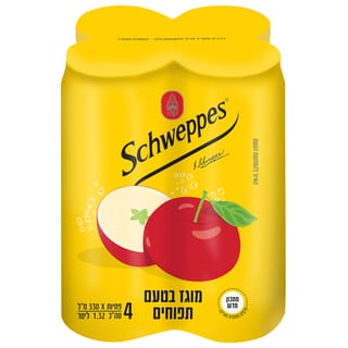 רביעיית פחיות שוופס מוגז פירות תפוח 330 מ"ל