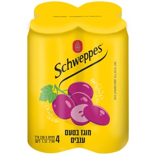 רביעיית פחיות שוופס מוגז פירות ענבים 330 מ"ל