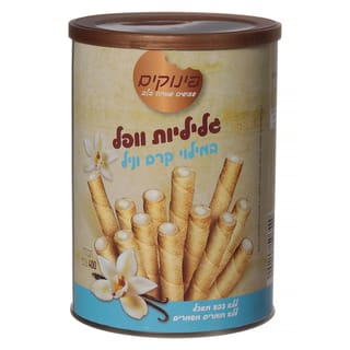 גליליות וופל במילוי קרם וניל 400 גרם