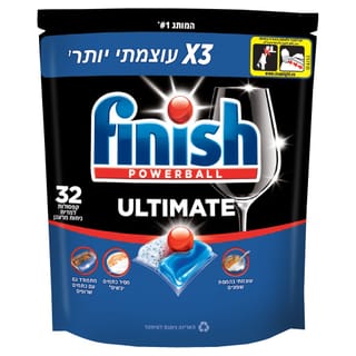 פיניש אולטימייט קפסולות למדיח בניחוח מרענן - 32 יחידות