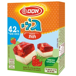 אסם ג'לי תות מופחת סוכר 68 גרם
